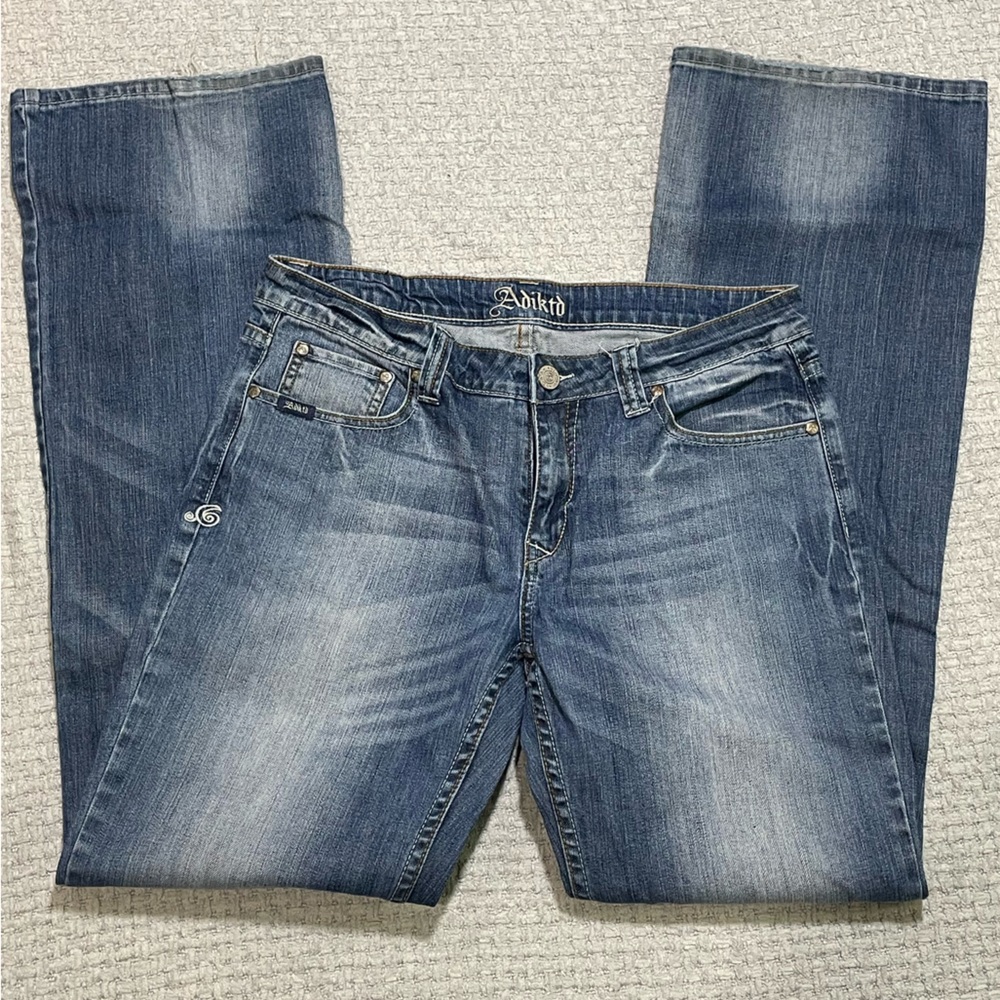 Adiktd Embroidered Pocket Denim Jeans Size 10/31 Western Cowgirl Bootcut - Picture 2 of 14